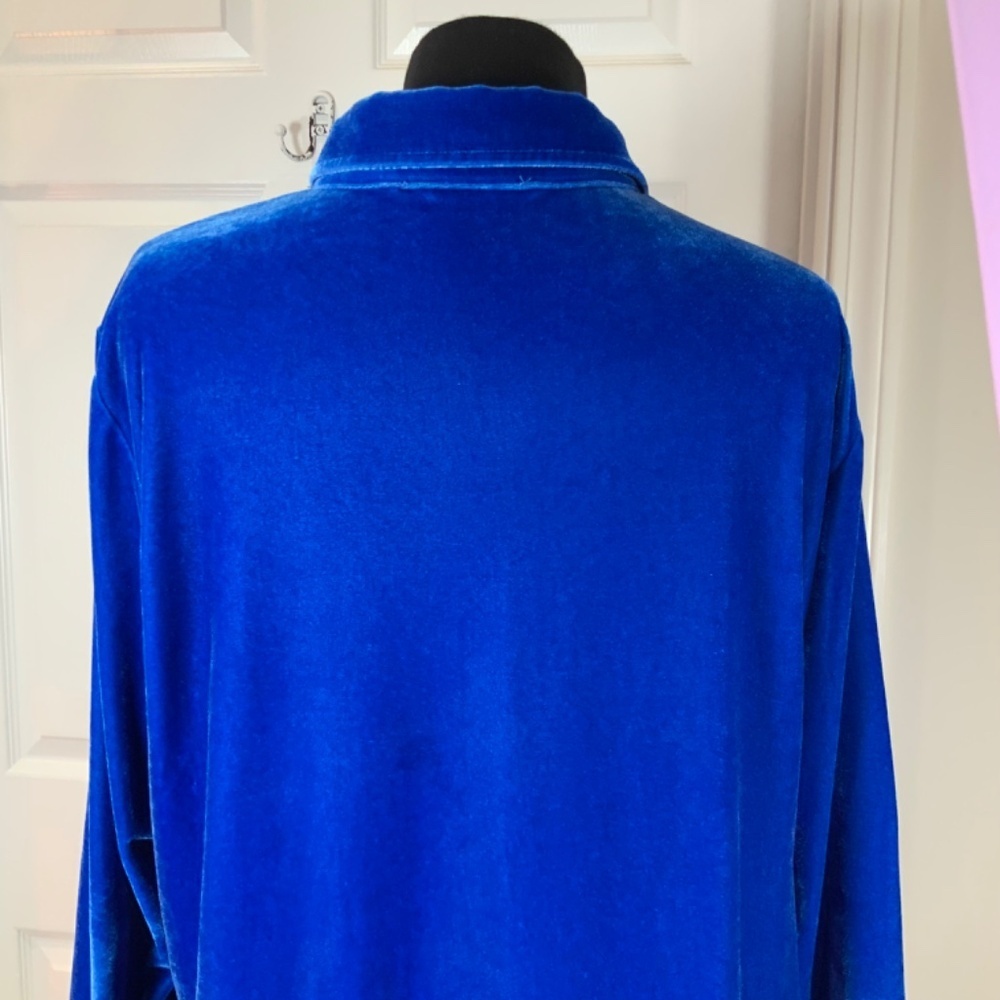 Soft Surroundings Velvet Coastal Blue Boyfriend Long Sleeve Tunic Top Size LP - Picture 6 of 10